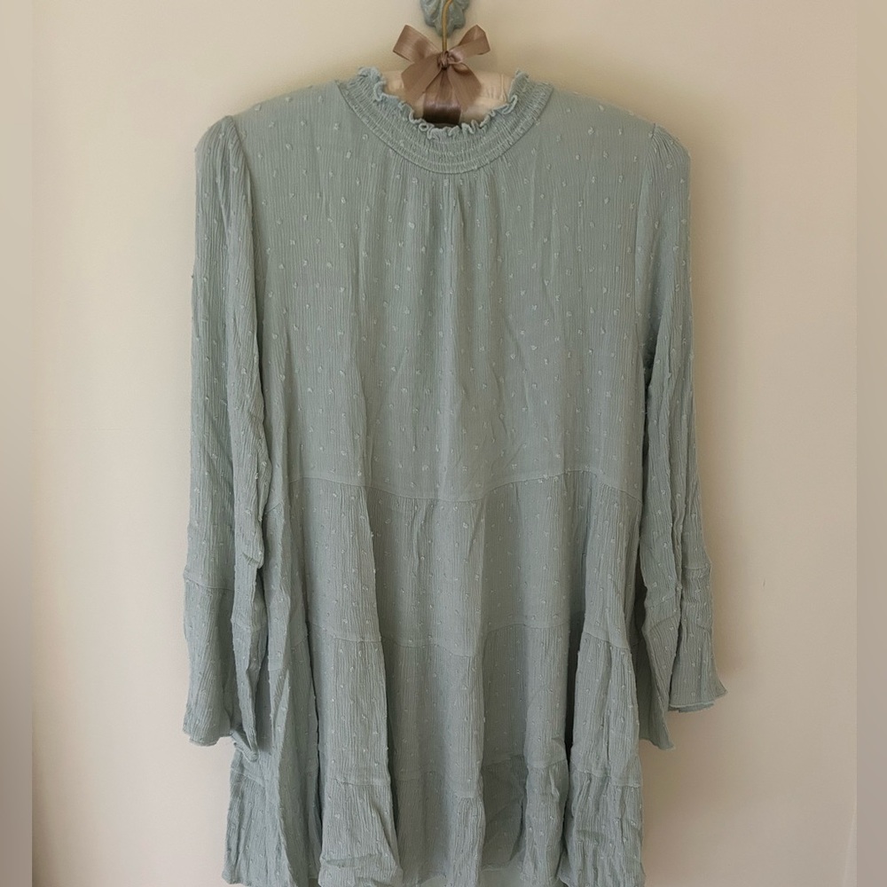 Altar’d State Mint Green Polka Dot Dress
Size: Medium 
EUC